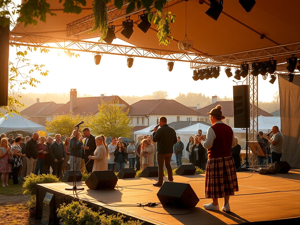 Roześmiany mieszkaniec Rawy Mazowieckiej podczas Prima Aprilis, śmiechom na Rynku miasta