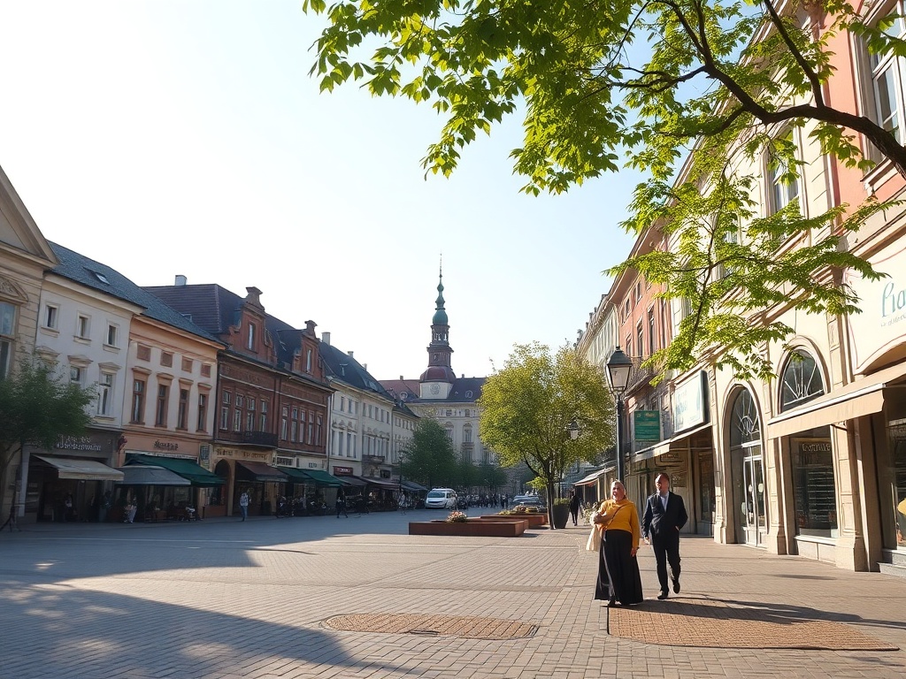 Widok na Rawę Mazowiecką z zaznaczonym majowym kalendarzem i ikoną opadów deszczu